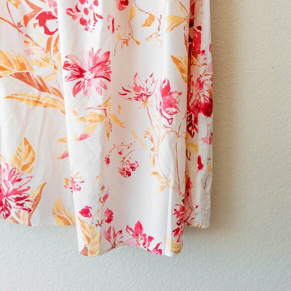 H&M Cream Floral Dress Size Medium Smocked Off-Shoulder Short Sleeve Midi - Picture 7 of 8